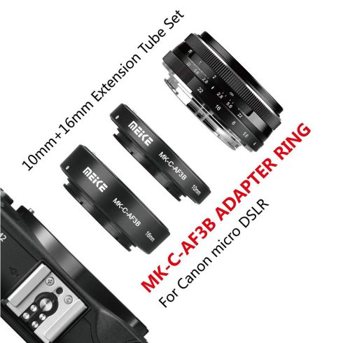 Meike MK-C-AF3-B makro közgyűrűsor Canon EOS M rendszerű MILC fényképezőgépekhez