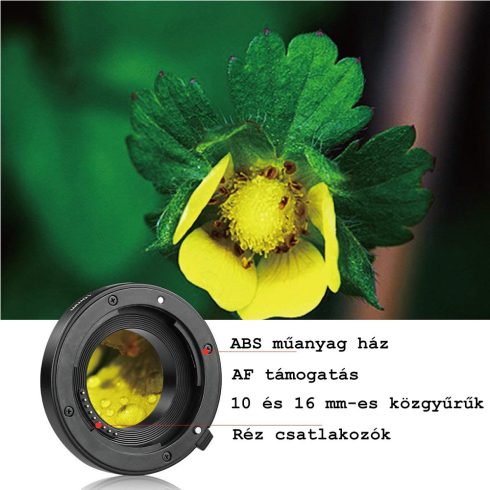 Meike MK-C-AF3-B makro közgyűrűsor Canon EOS M rendszerű MILC fényképezőgépekhez