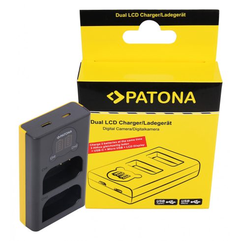 Panasonic DMW-BLK22 Patona dupla USB C fényképezőgép akkumulátor töltő (9886)