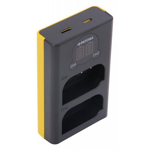 Panasonic DMW-BLK22 Patona dupla USB C fényképezőgép akkumulátor töltő (9886)