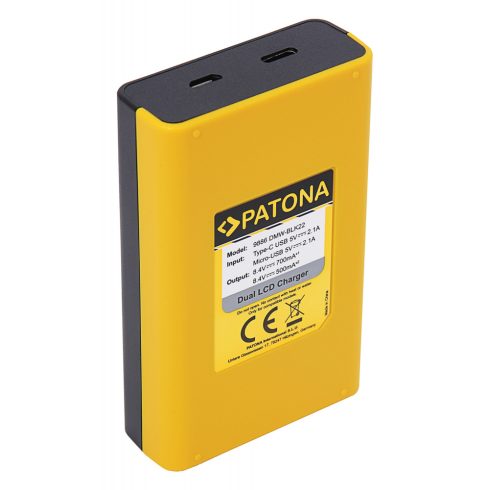 Panasonic DMW-BLK22 Patona dupla USB C fényképezőgép akkumulátor töltő (9886)