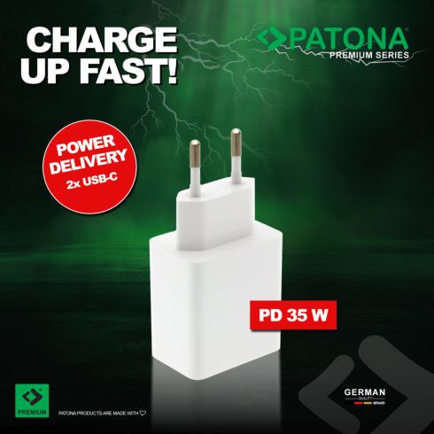 PATONA Premium GaN PD35W Adapter 2xUSB-C PD3.0 QC3.0 (2645)