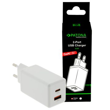   PATONA Premium GaN PD65W Adapter 1xUSB-C 1xUSB-A PD3.0 QC3.0 (2644)