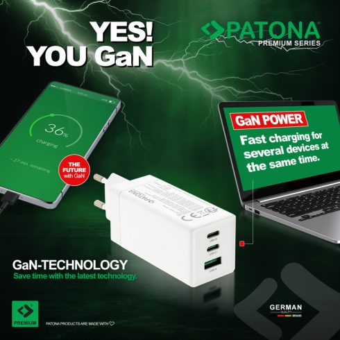 PATONA Premium GaN PD65W Adapter 1xUSB-C PD3.0 QC3.0 (2643)