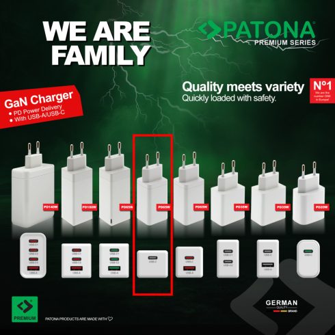 PATONA Premium GaN PD65W Adapter 1xUSB-C PD3.0 QC3.0 (2643)