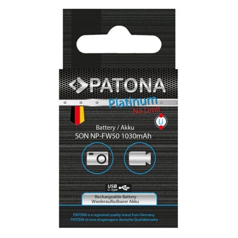 Sony NP-FW50 Patona PLATINUM USB C fényképezőgép akkumulátor (1362)