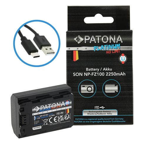 Sony FZ-100 Patona PLATINUM USB C fényképezőgép akkumulátor (1360)