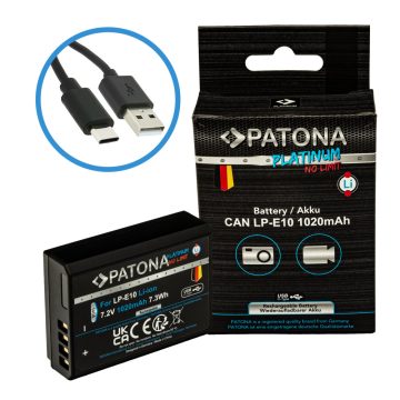   Canon LP-E10 Patona PLATINUM USB C fényképezőgép akkumulátor (1404)