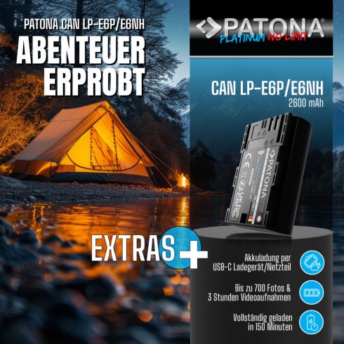 Canon LP-E6P-LP-E6NH Patona PLATINUM USB C fényképezőgép akkumulátor (1361)