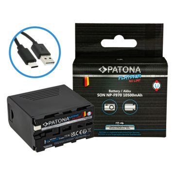   Sony NP-F970 10500 mAh Patona PLATINUM PD (Power Delivery) USB-C ki- és bemenettel (1377)