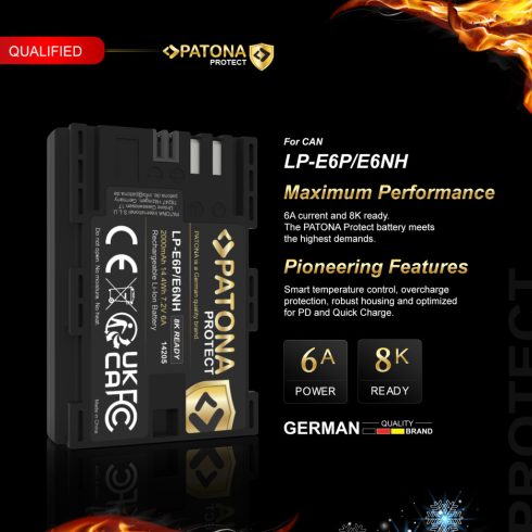 Canon LP-E6P Patona PROTECT fényképezőgép akkumulátor 8K/6A (14205)
