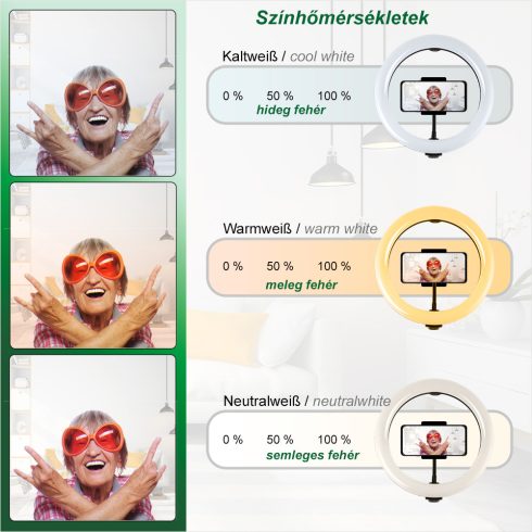 PATONA_VLOGGER_KIT_R2_LED RINGLIGHT, KÖRFÉNY ASZTALI ÁLLVÁNNYAL, TÁVIRÁNYÍTÓVAL